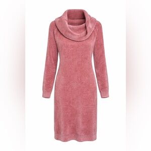 Nine West Dusty Rose Chenille Cowl Neck Sweater Dress | XL